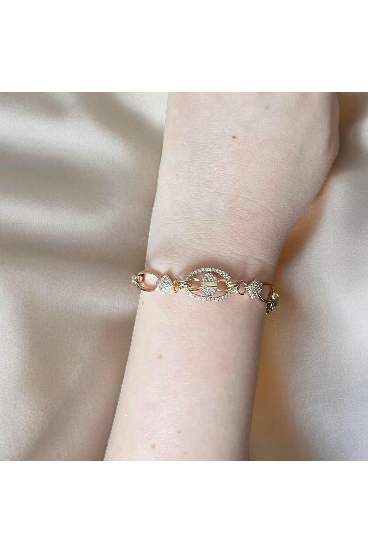 Zirkon Taşlı Rose Gold Bileklik