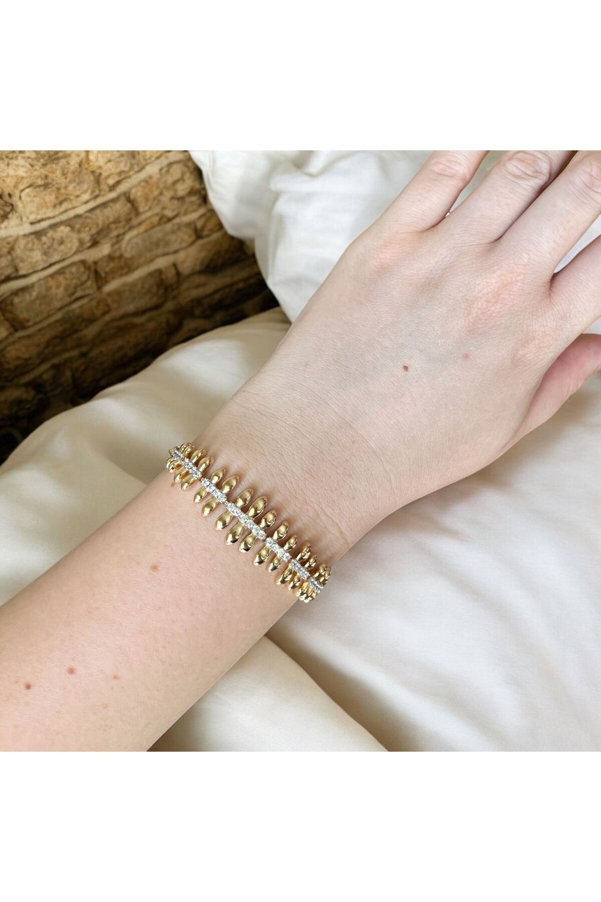 Zirkon Taşlı Rose Gold Bileklik