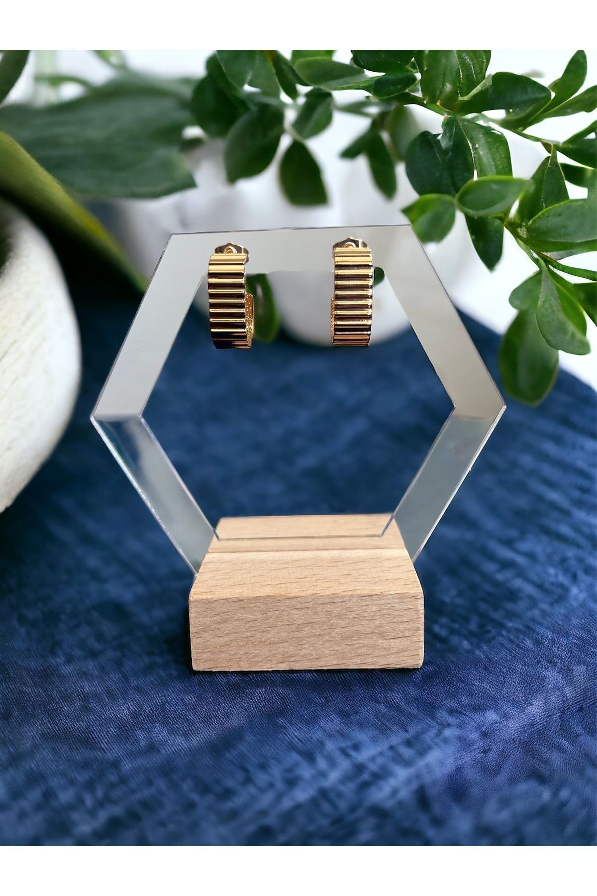 Kadın Xuping Marka Rose Gold Geometrik Form Çelik Küpe