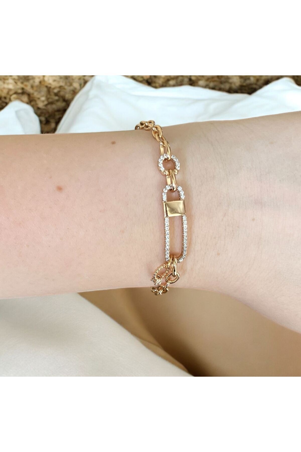 Zirkon Taşlı Rose Gold Bileklik