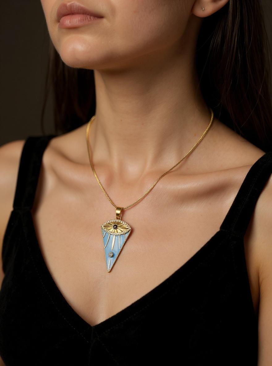 Çelik Mavi Göz Kolye