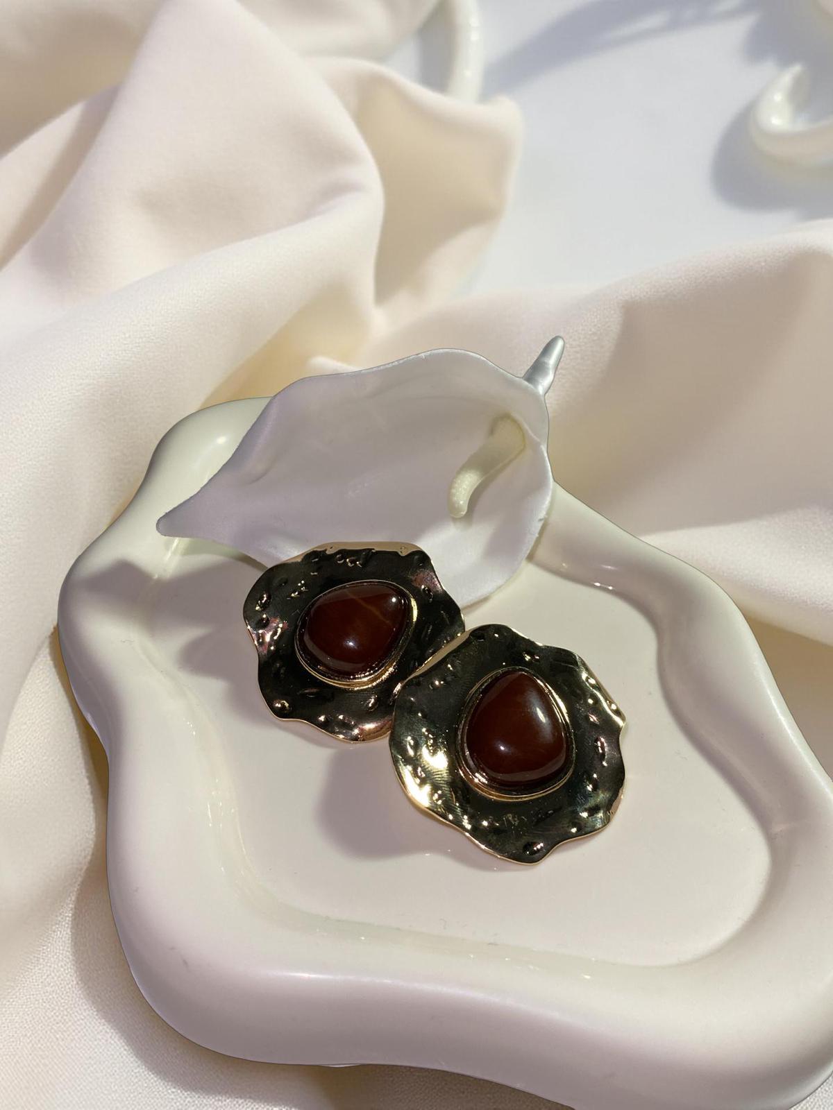 Kahverengi Vintage Küpe