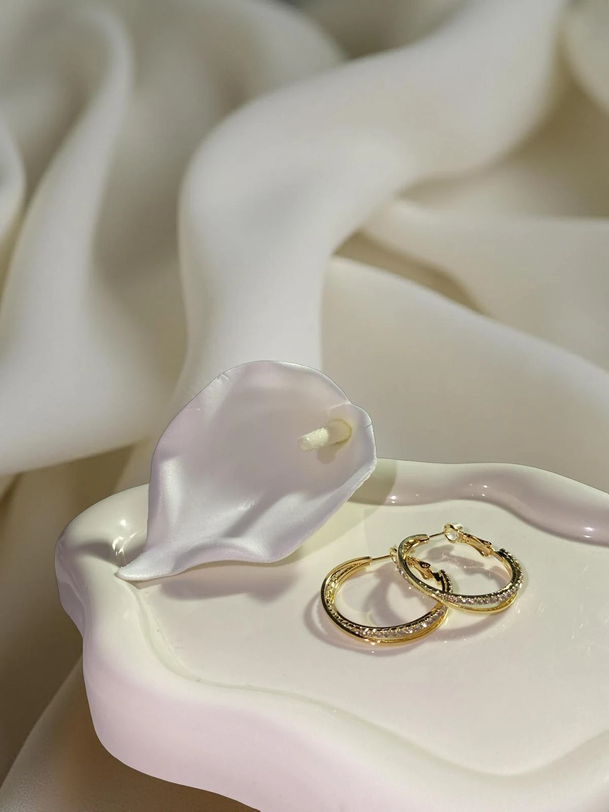 Çelik Çift Halka Taşlı Küpe [Küçük Boy]