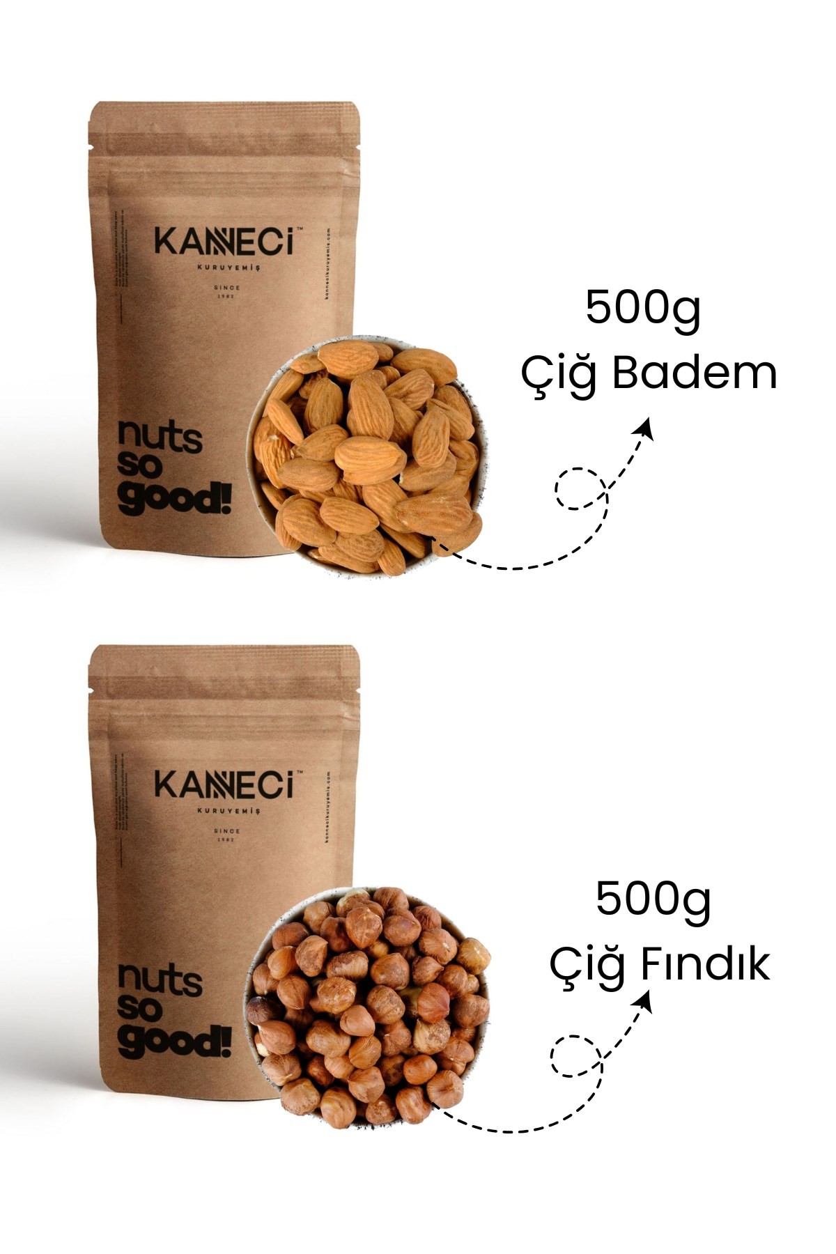 500g Çiğ Badem+500g Çiğ Fındık