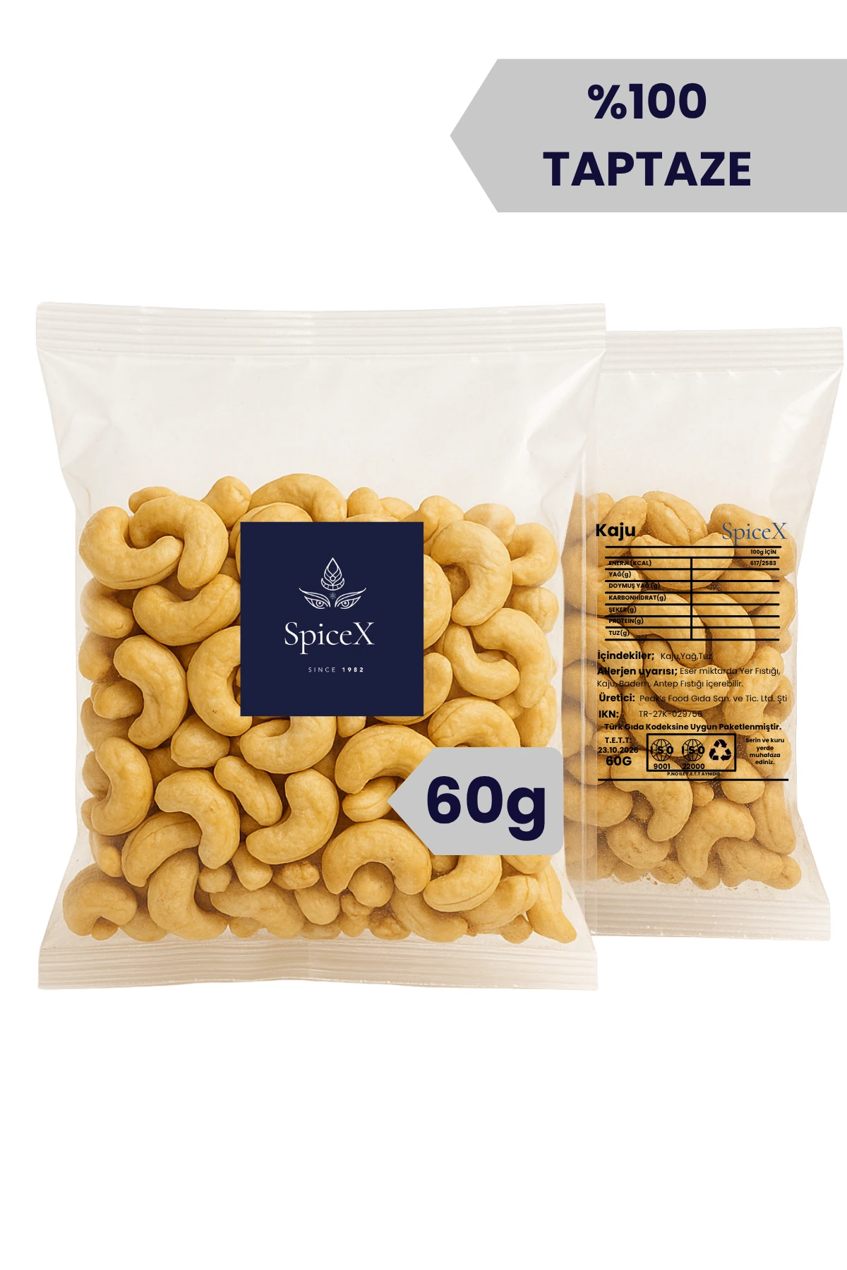 SpiceX Kaju 60g – %100 Taptaze ve Premium Kaju Fıstığı