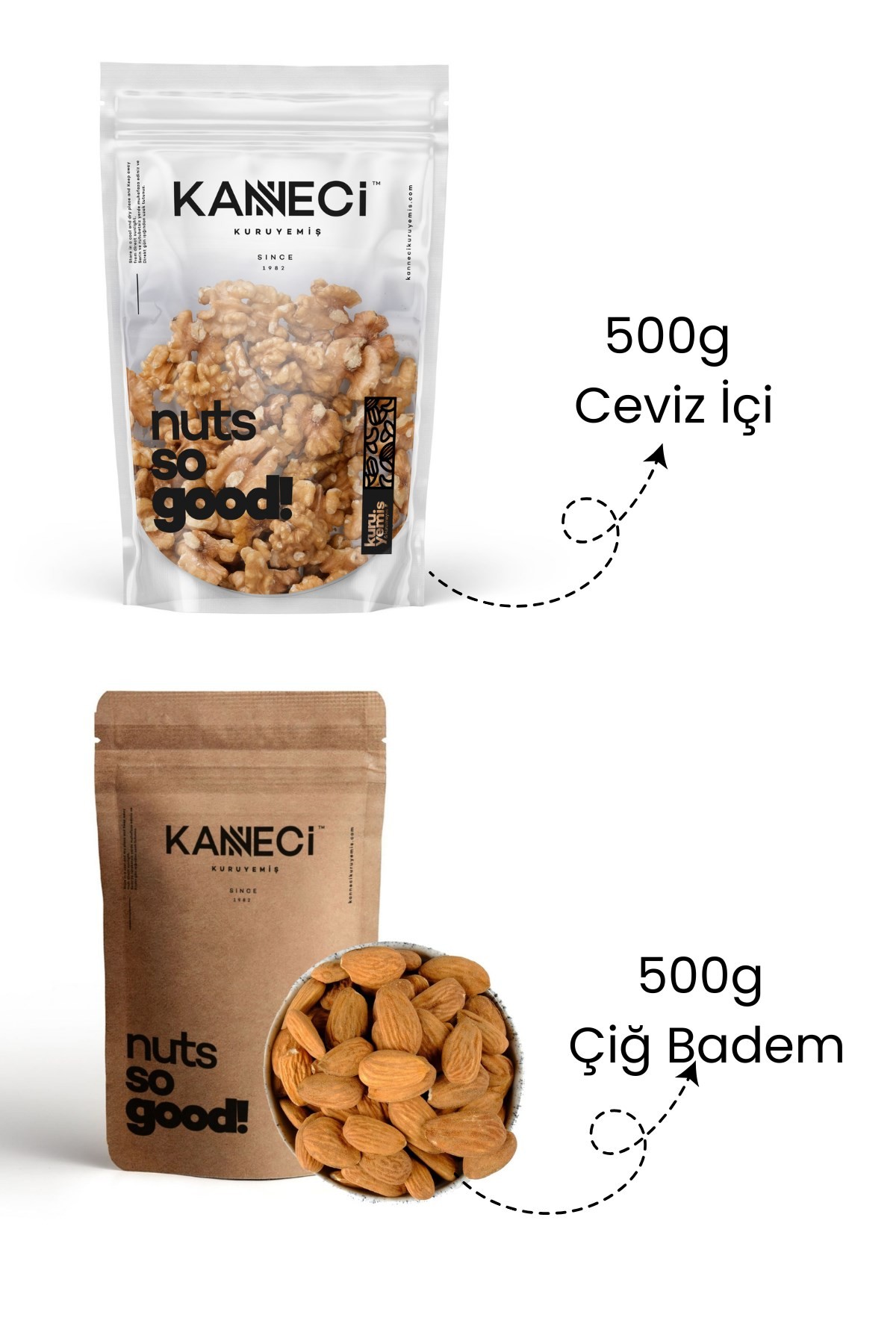 500g Ceviz İçi+500g Çiğ Badem 