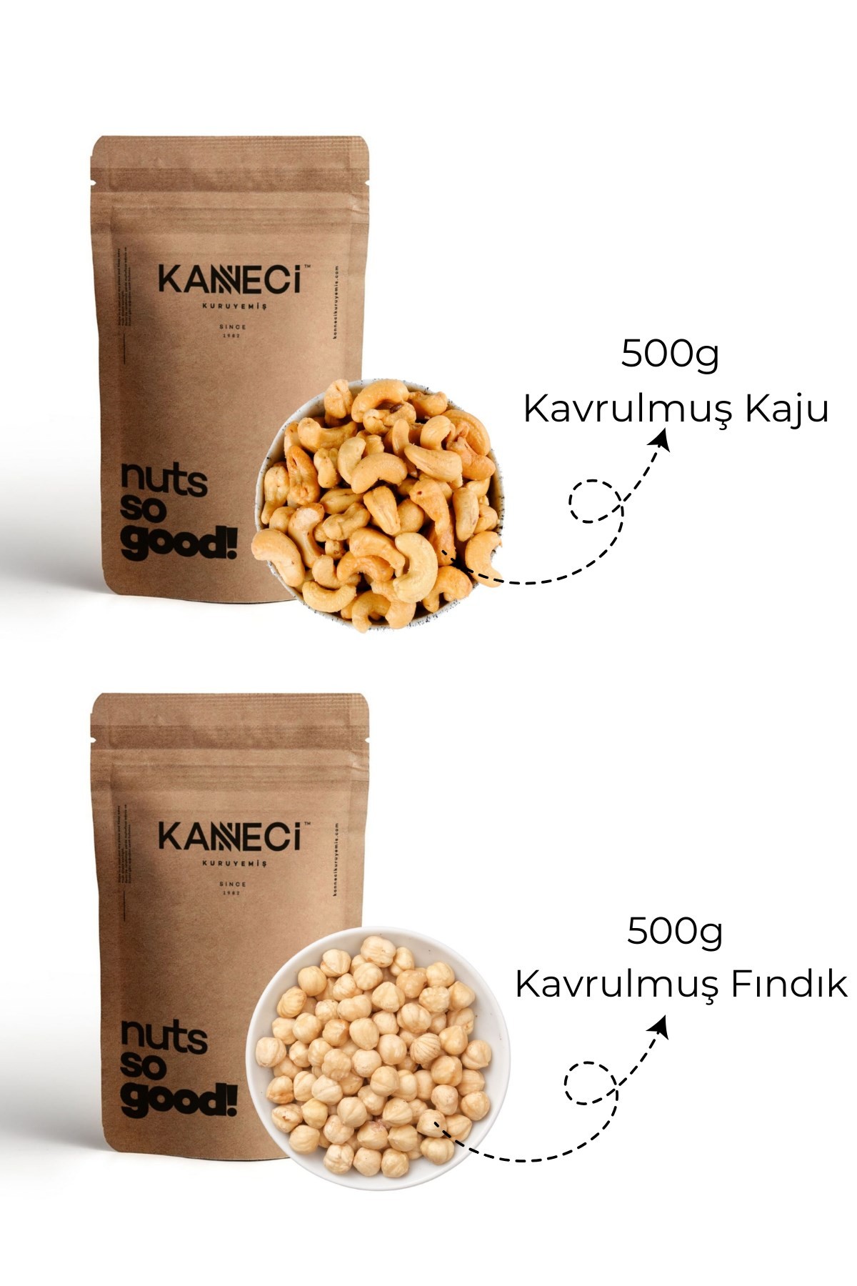 500g Kavrulmuş Kaju+500g Kavrulmuş Fındık