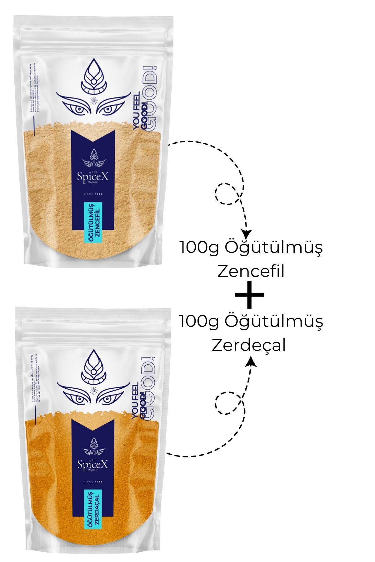 100g Öğütülmüş Zerdeçal+100g Öğütülmüş Zencefil