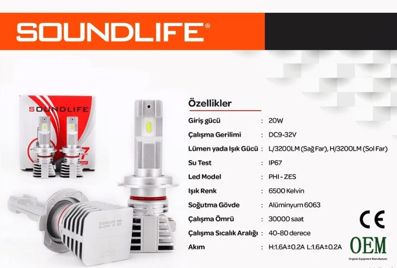 SOUNDLİFE SL-Q7 H11 LED ZENON 