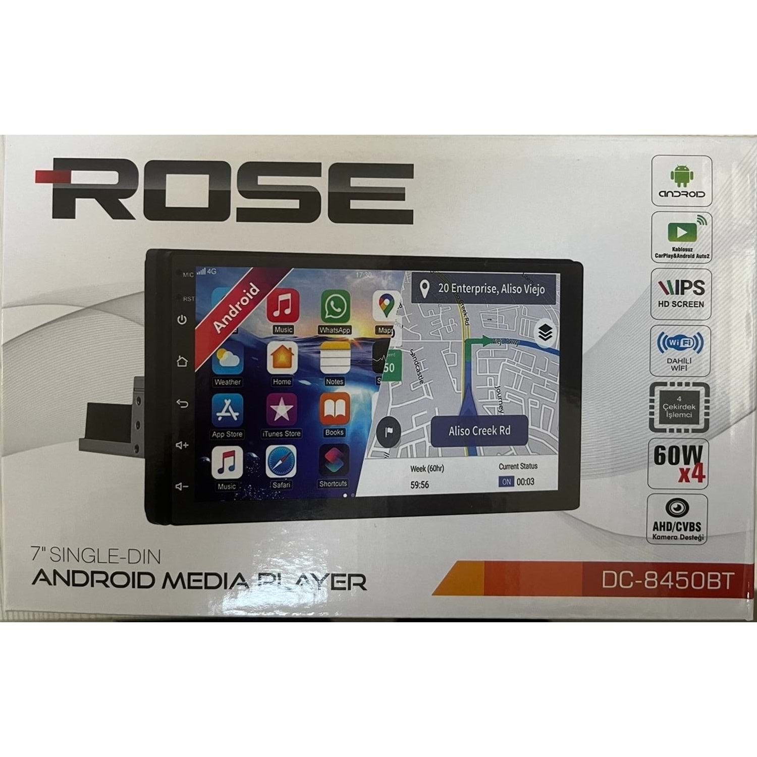 ROSE DC-8450BT- 2RAM 32GB TEK DİN 7" ANDROİD DOUBLE TEYP