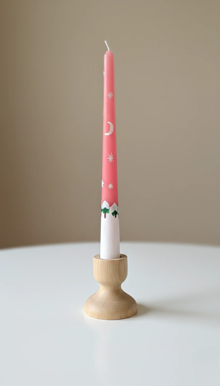 El Boyaması Ay ve Yıldız Temalı Şamdan Mumu