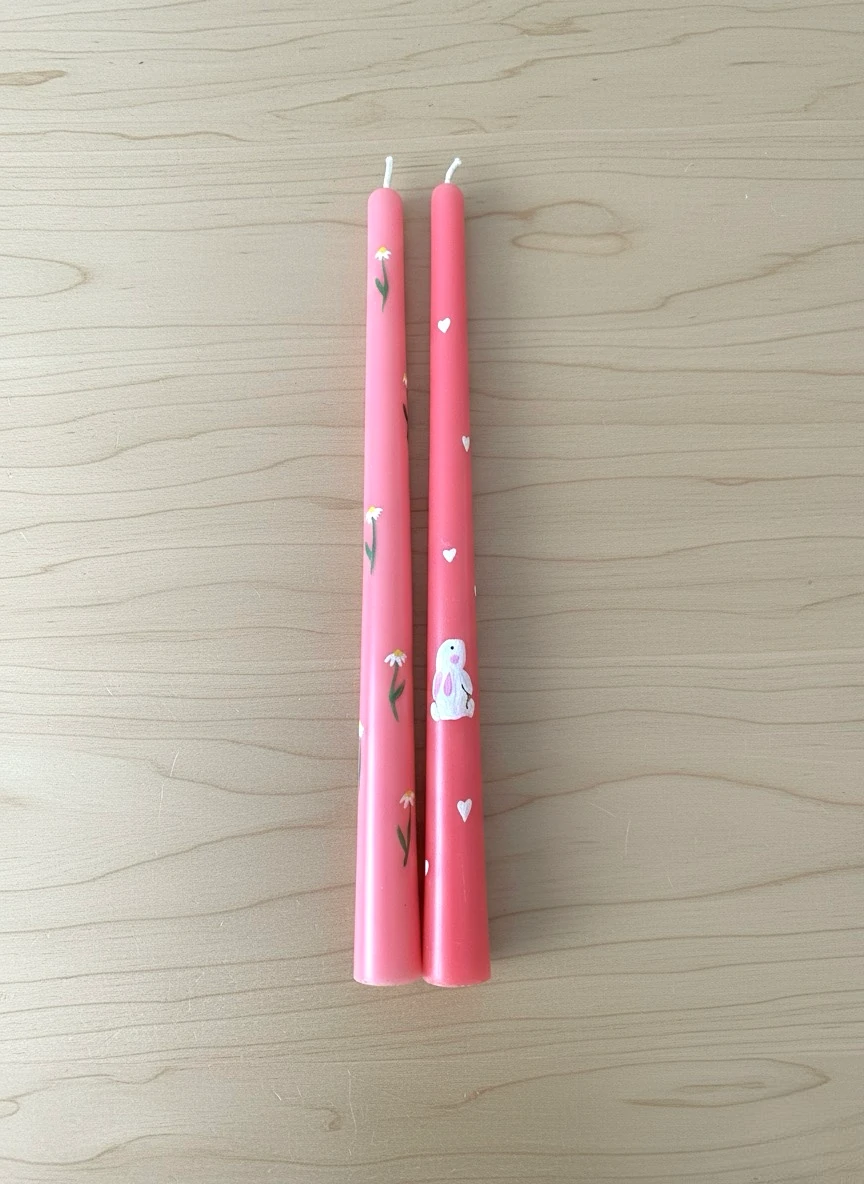 Masalsı Detaylar: El Boyaması İllüstratif Mum Seti