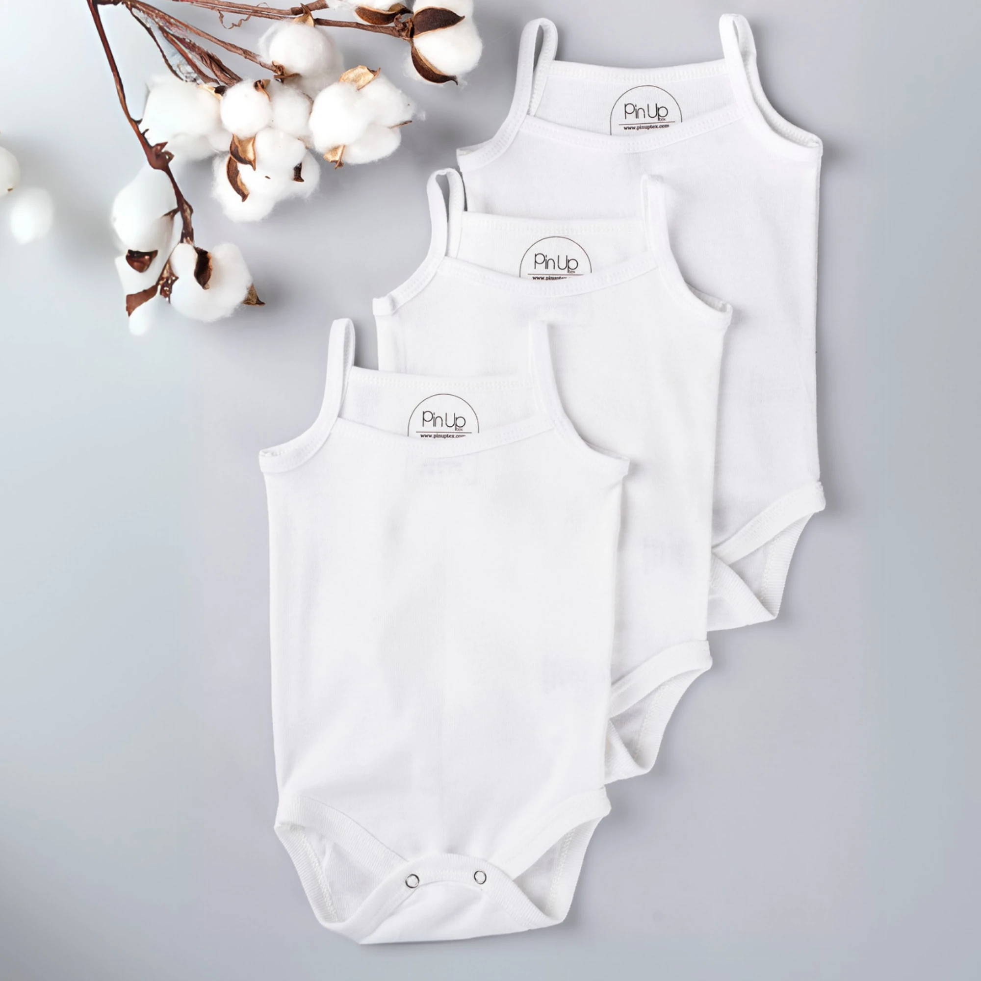 3'Lü %100 Pamuklu İp Askılı Bebek Çıtçıtlı Atlet, Body / Zıbın (3Adet)