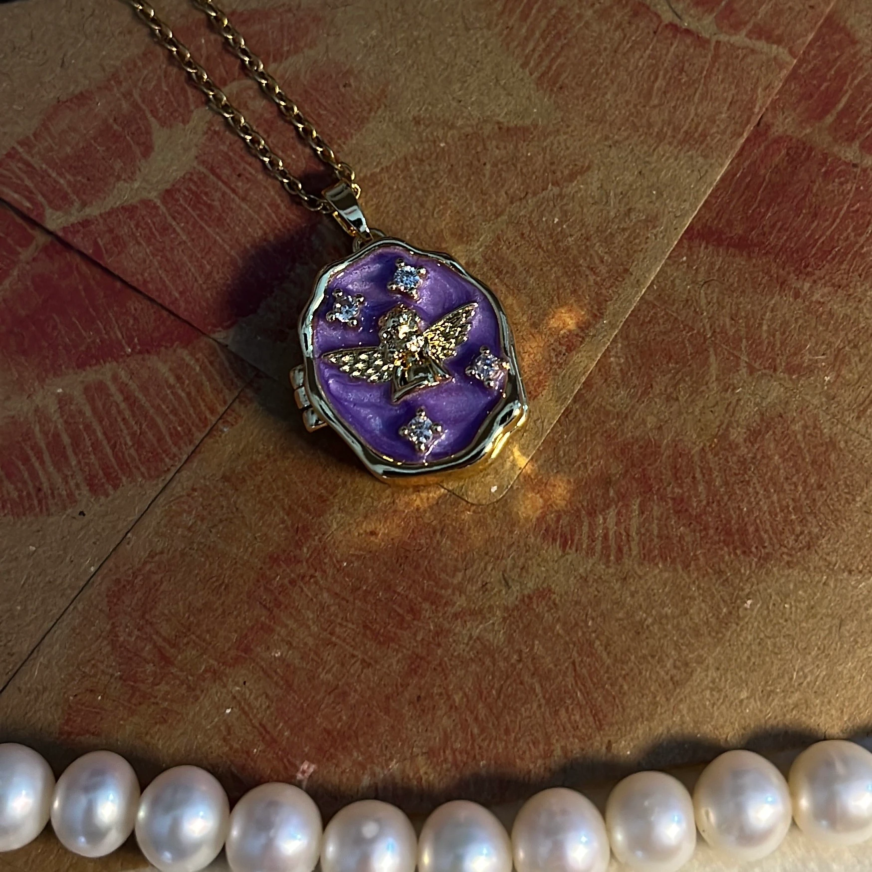 Vintage Melek Kapaklı Locket Kolye