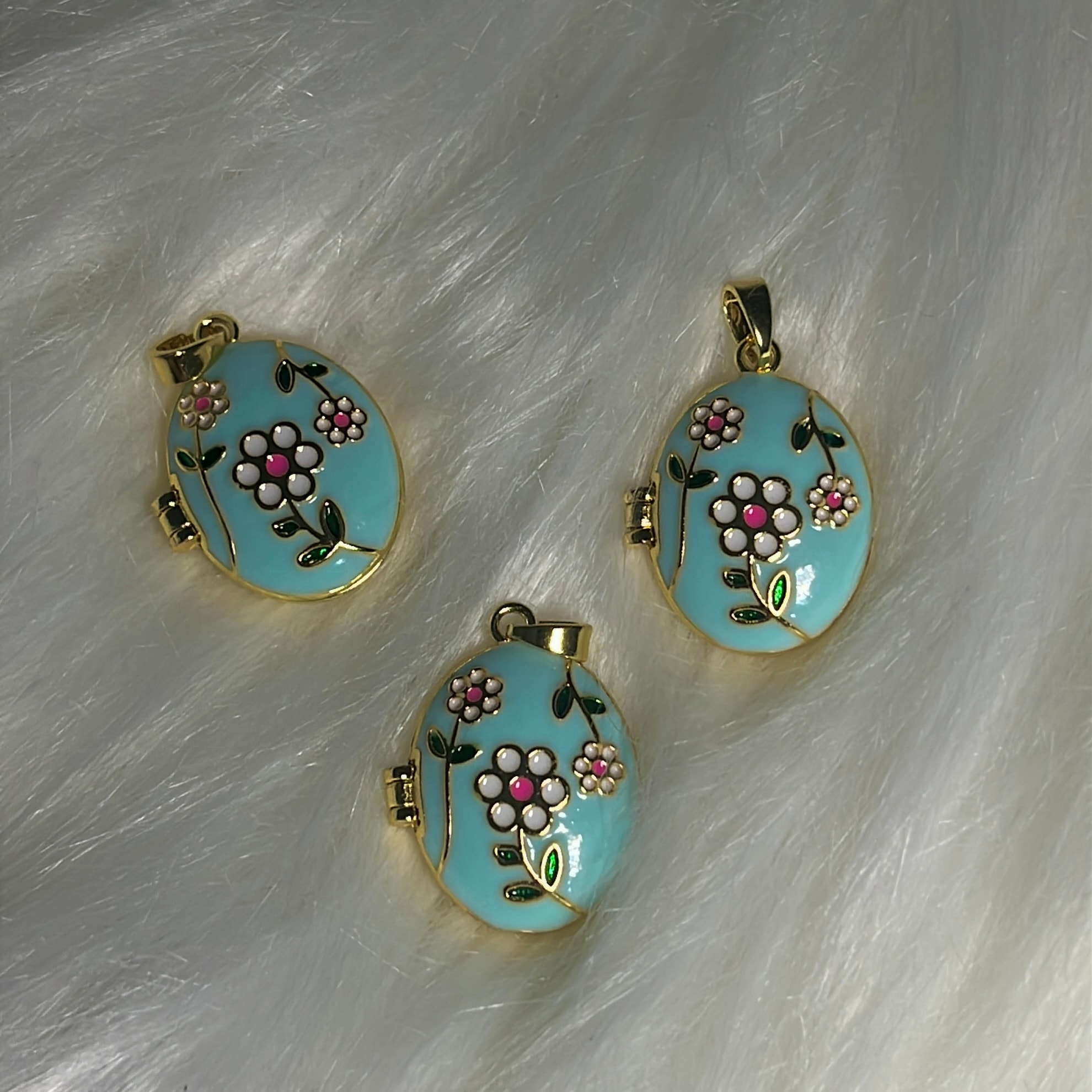 Çelik | Mavi Çiçek Anı Kolyesi - Locket