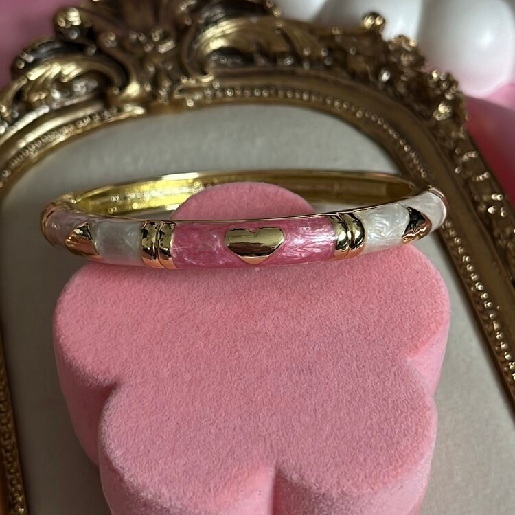 Sedefli Pembe Beyaz Mineli Kelepçe