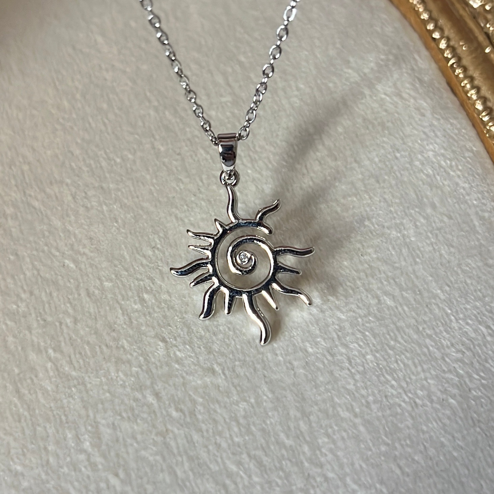 Çelik | Spiral Güneş Kolye Silver