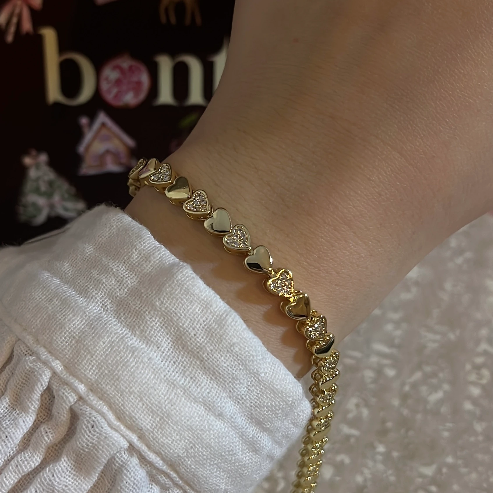 14k | Kalp Sıralı Bileklik Gold