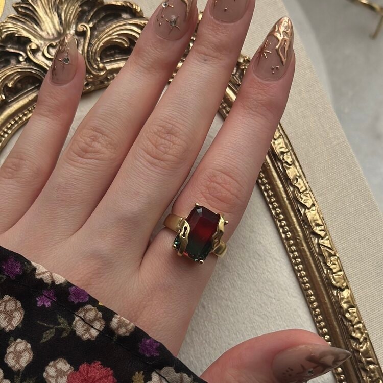 Vintage Çilek Topaz Yüzük