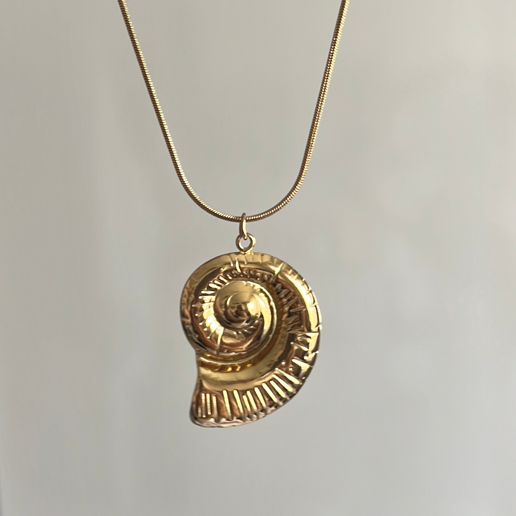 Çelik | Spiral Deniz Kabuğu Kolye