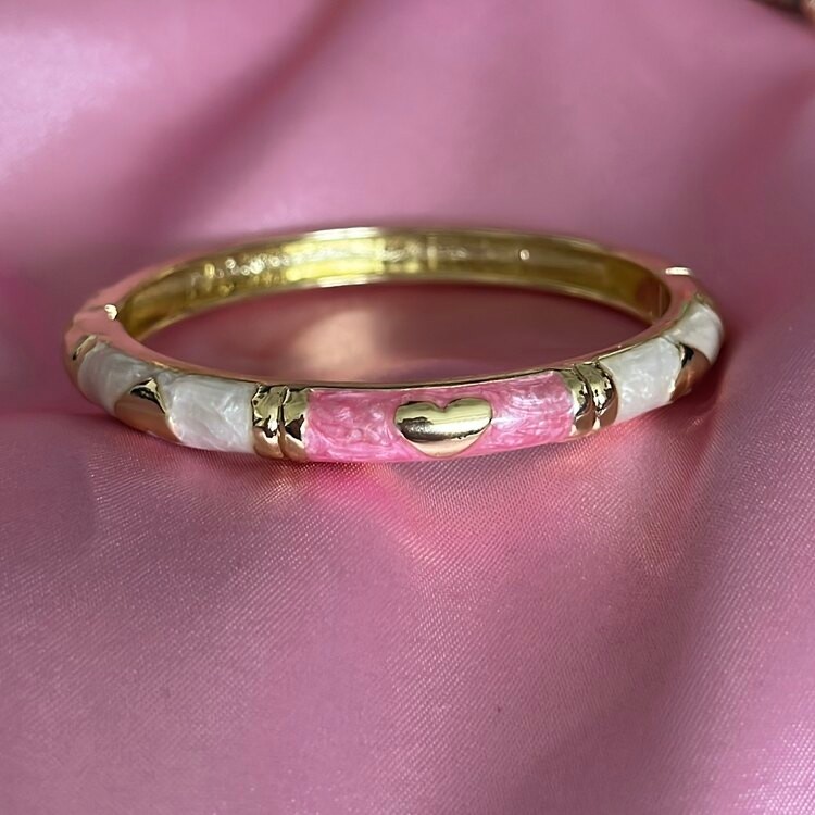 Sedefli Pembe Beyaz Mineli Kelepçe