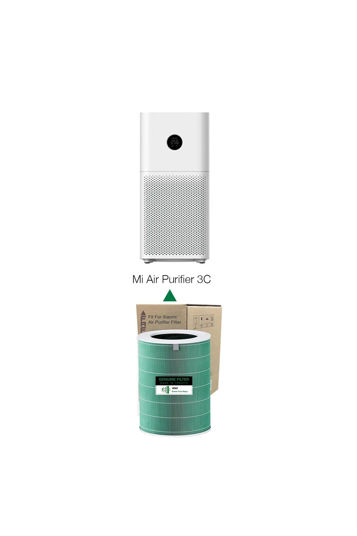 Model 3C Yeşil True Hepa 14 Filtre Xiaomi Mi Air Purifier 3c Model: Ac-m14-sc Özel Seri Filtre