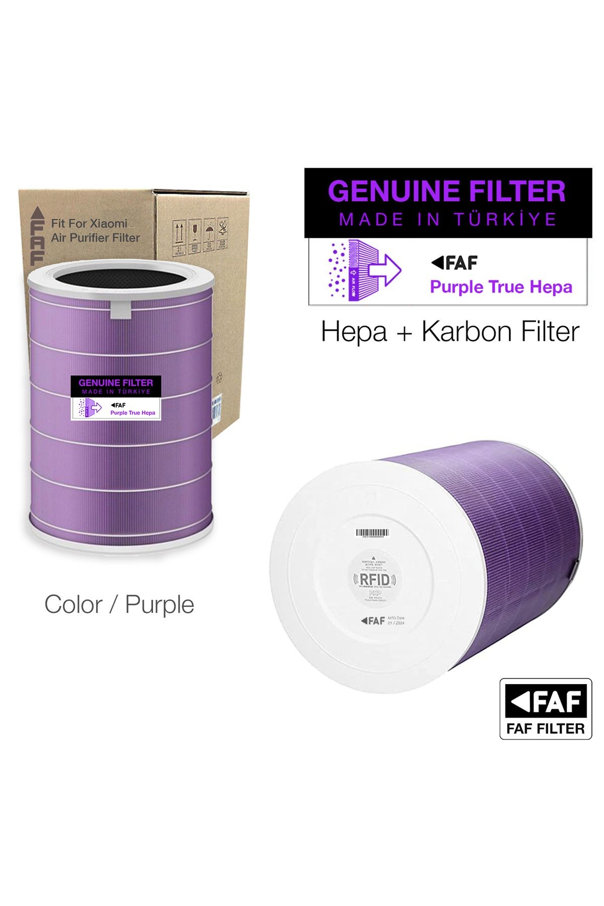 - 2S Purple True Hepa 14 Filtre Xiaomi Mi Air Purifier 2S Model: AC-M4-AA Uyumlu Özel Seri Filtre