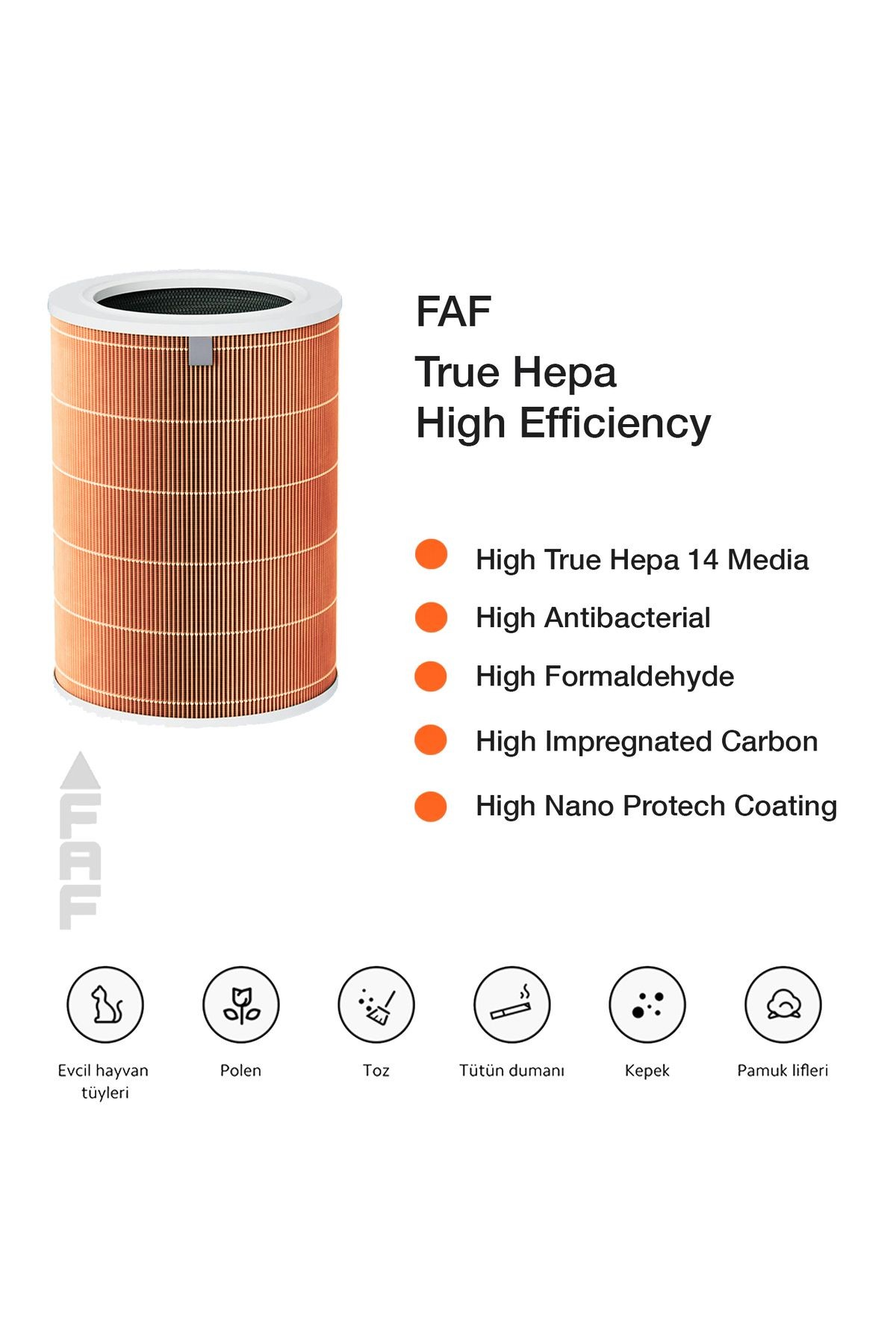 Xiaomi Mi Air Purifier 3H Filtre Model: AC-M6-SC Uyumlu True Hepa 14 High Efficiency Turuncu