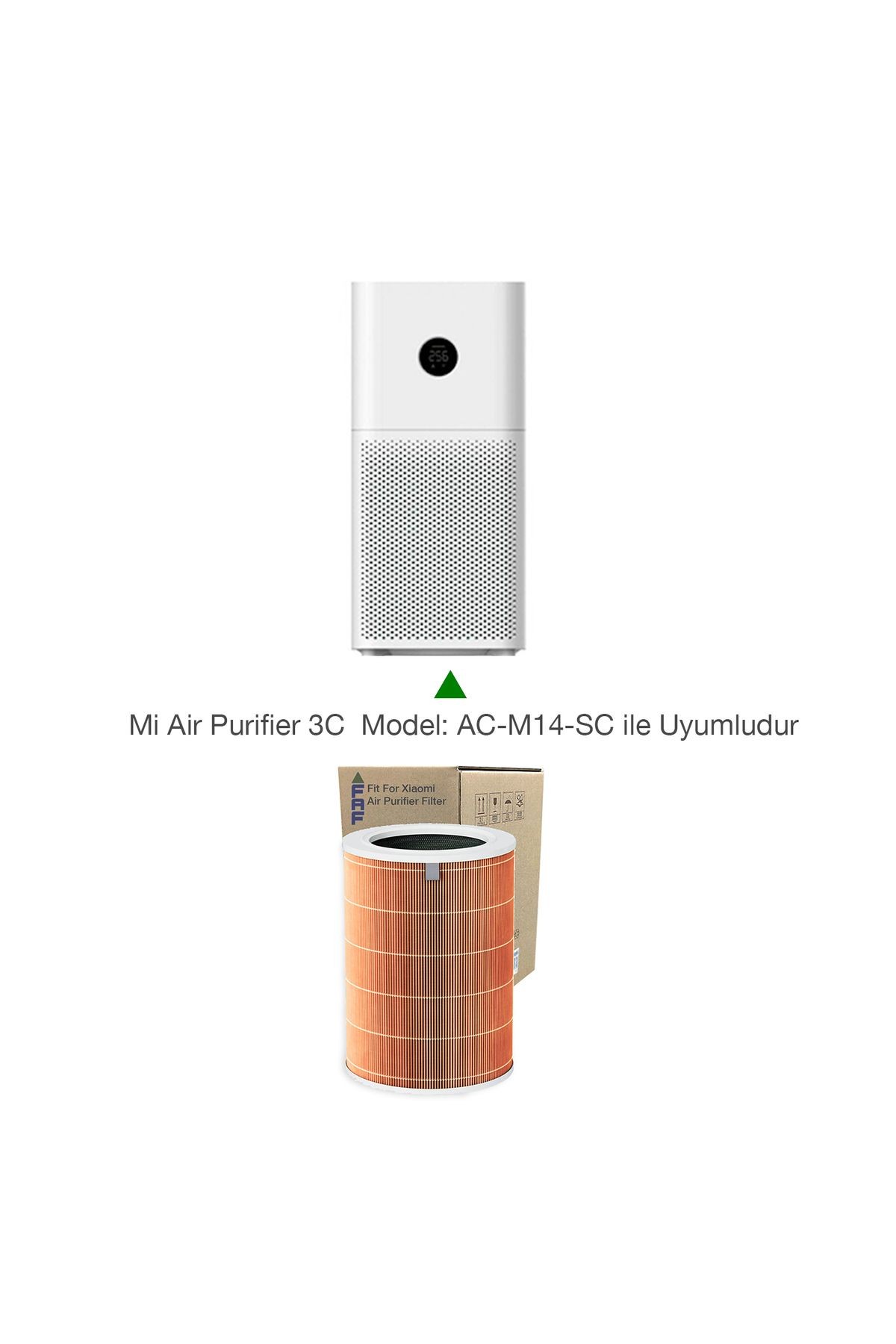 Xiaomi Mi Air Purifier 3C Filtre Model: AC-M14-SC Uyumlu True Hepa 14 High Efficiency Turuncu