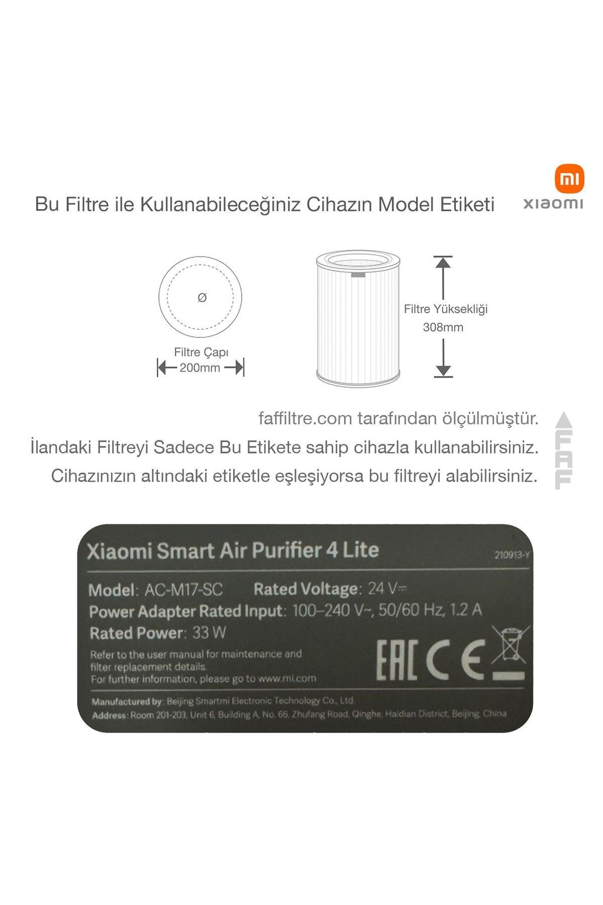 Xiaomi Smart Air Purifier 4 Lite Uyumlu Filtre