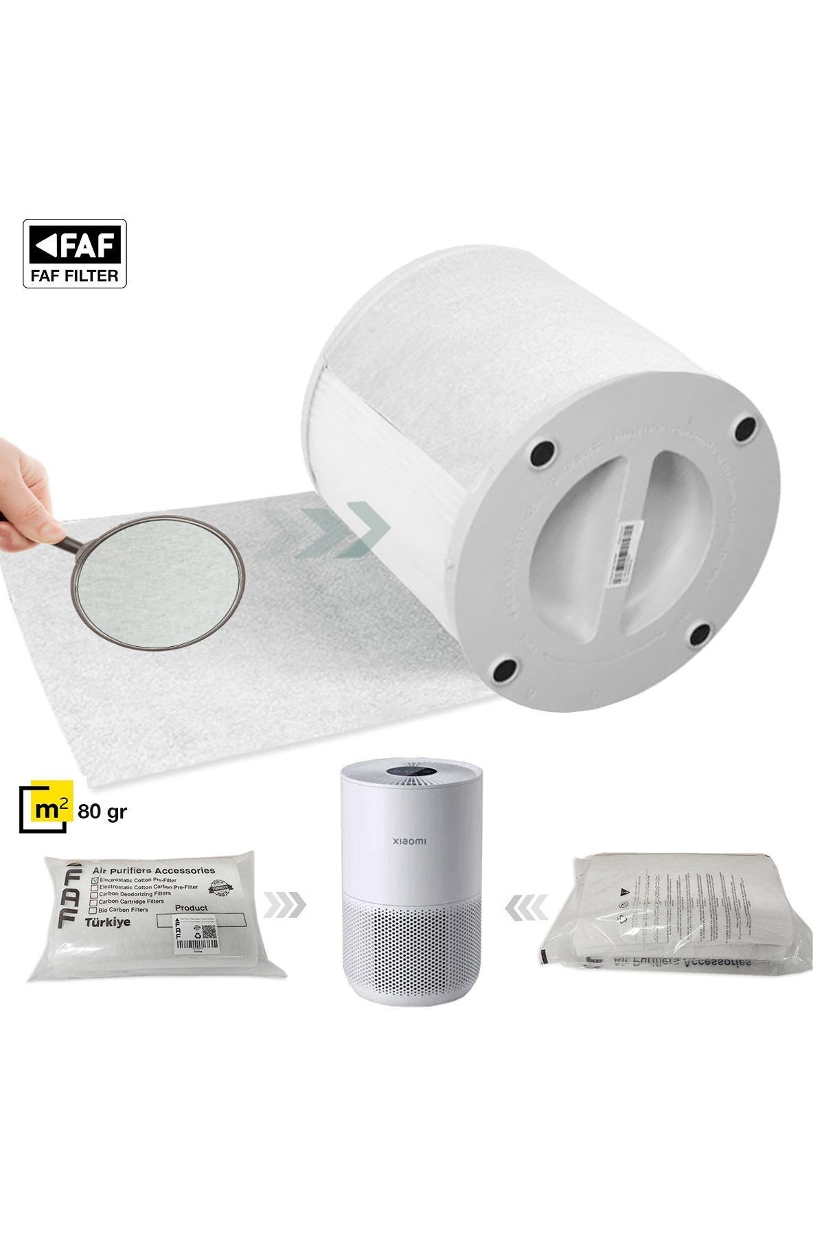 Faf-10 Adet Xiaomi Smart Air Purifier 4 Kompakt Uyumlu Gümüş Iyonlu Elektrostatik Toz Tutucu