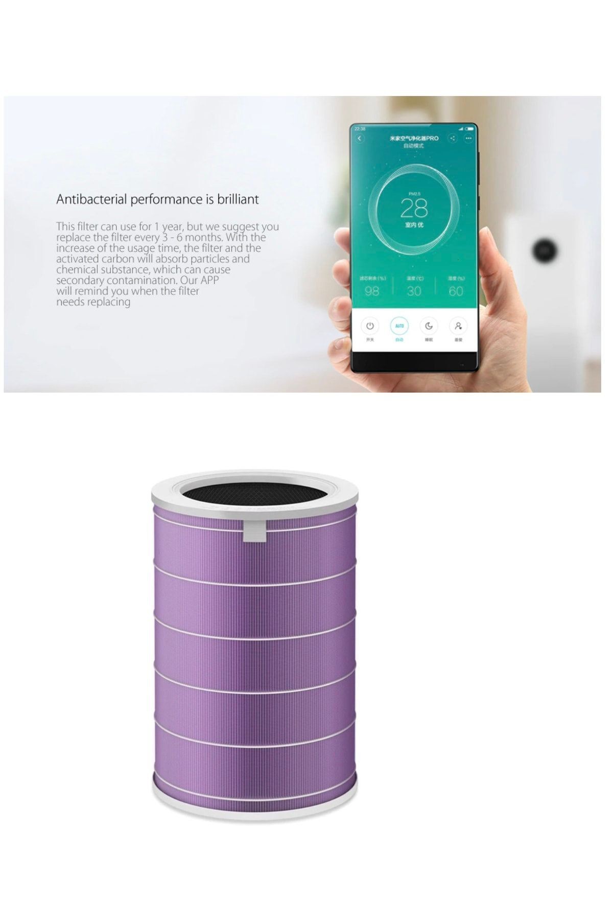 Xiaomi Mi Air Purifier Hava Temizleyici 2/3/h/c/s/pro Orjinal Çipli Mor Filtre