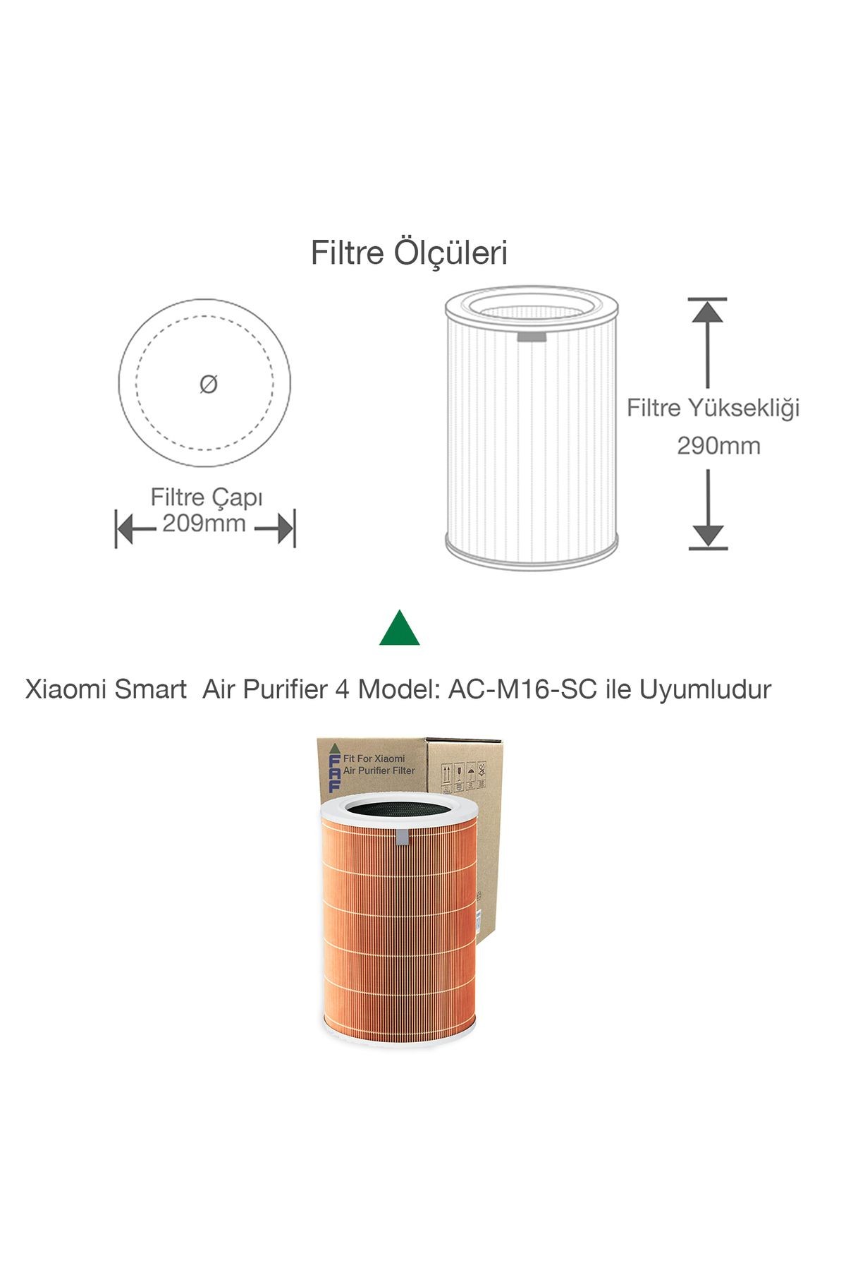 Xiaomi Smart Air Purifier 4 Filtre Model AC-M16-SC Uyumlu True Hepa 14 High Efficiency Turuncu