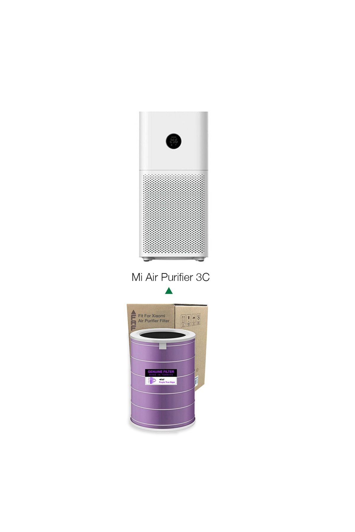 3c Purple True Hepa 14 Filtre Xiaomi Mi Air Purifier 3c Model: Ac-m14-sc Uyumlu Özel Seri Filtre