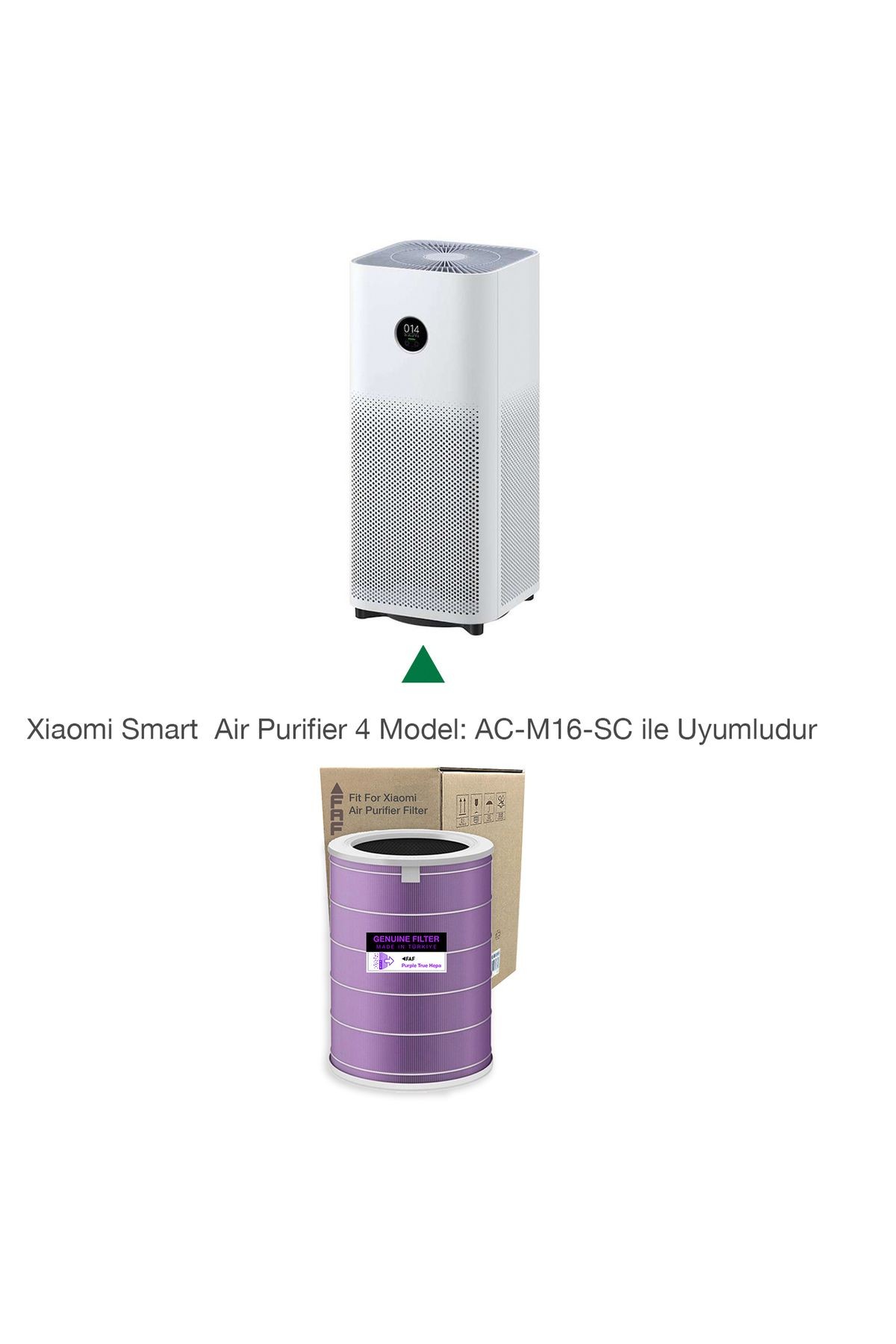 Model 4 Purple True Hepa 14 Filtre Xiaomi Mi Air Purifier 4 Model: Ac-m16-sc Özel Seri Filtre Eko