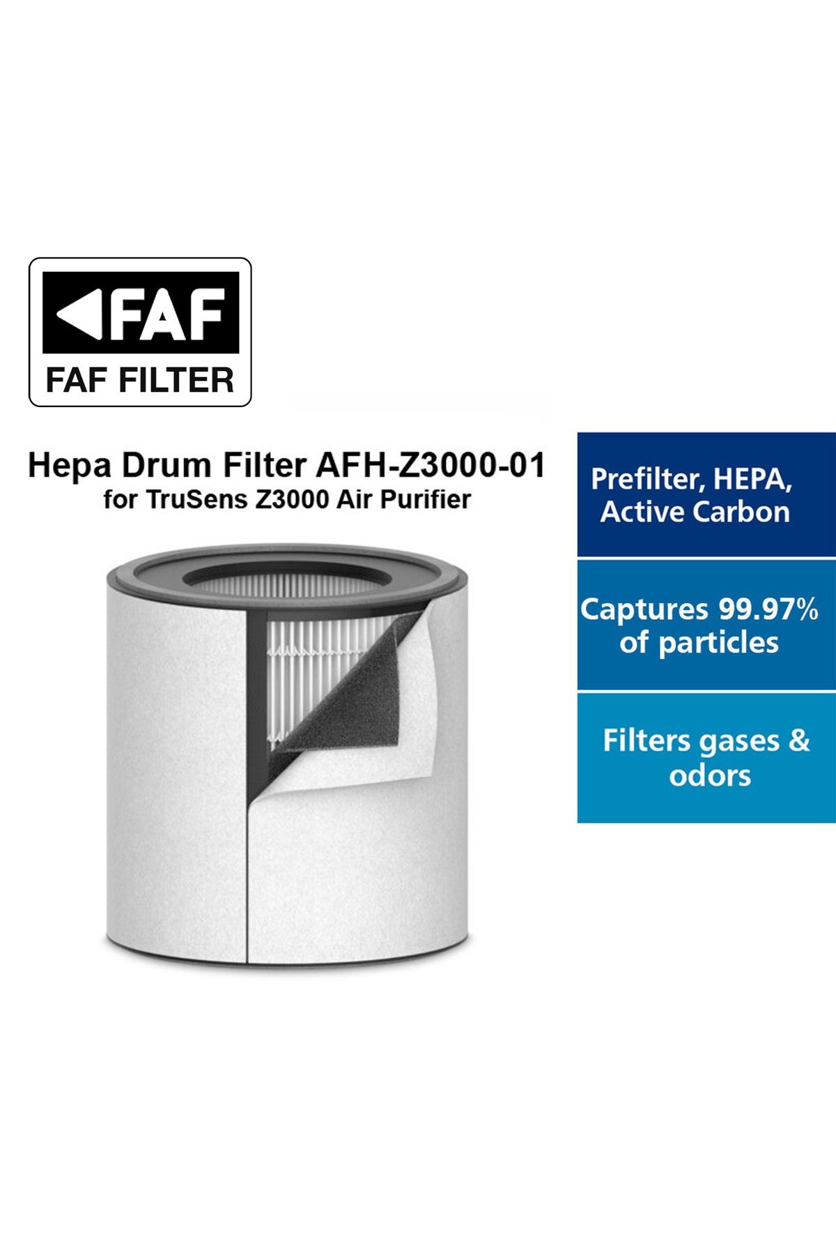 Faf True Cam Hepa 14 Filtre, Leitz Trusens™ Z-3000,z-3500 Hava Temizleme Cihazı Için Hepa Filtresi