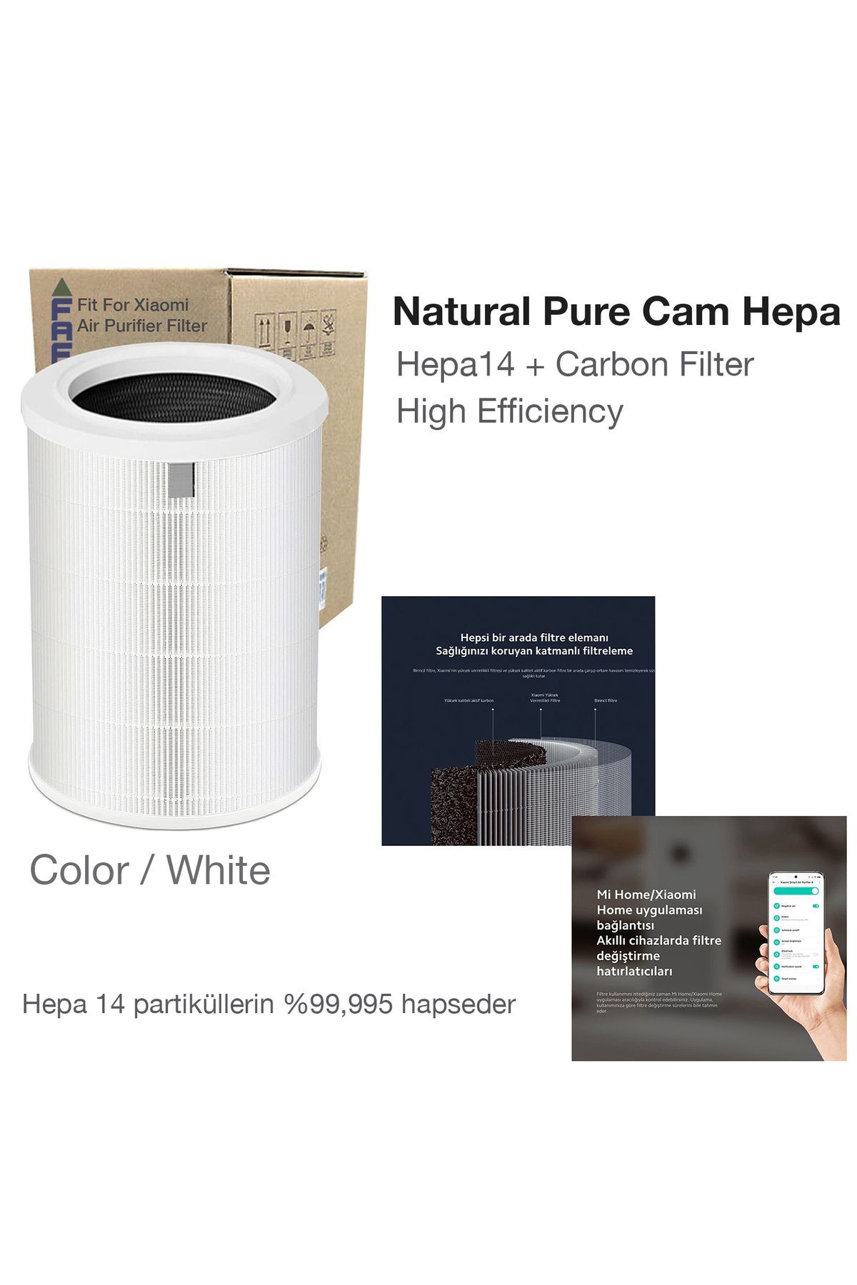 Xiaomi Mi Air Purifier 2h/2c/2s/3h/3c Filtre Uyumlu Pure Cam Hepa 14 High Efficiency Natural