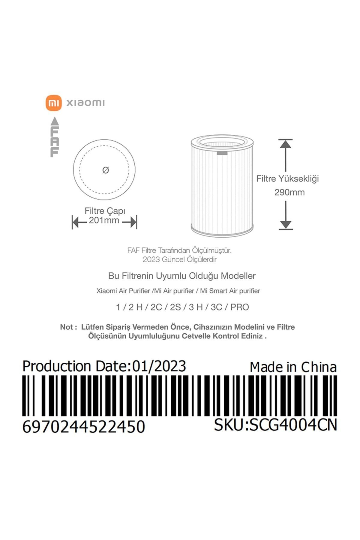 / Xiaomi Air Purifier Pro/2/2s/2h/3h Uyumlu Çipli Hepa Filtre