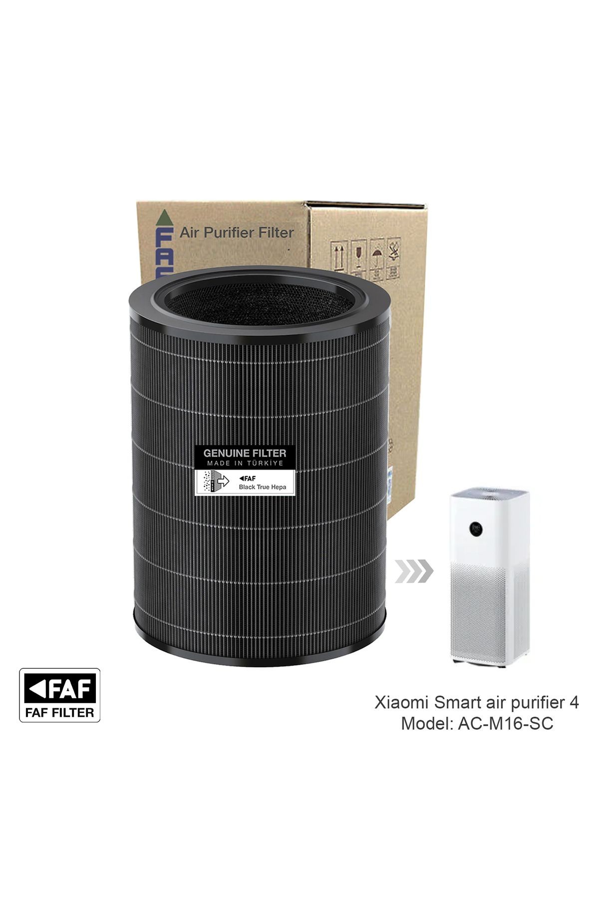 Model 4 Smoke True Hepa 14 Filtre Xiaomi Mi Air Purifier 4 Filtre Model: Ac-m16-sc Özel Seri Siyah