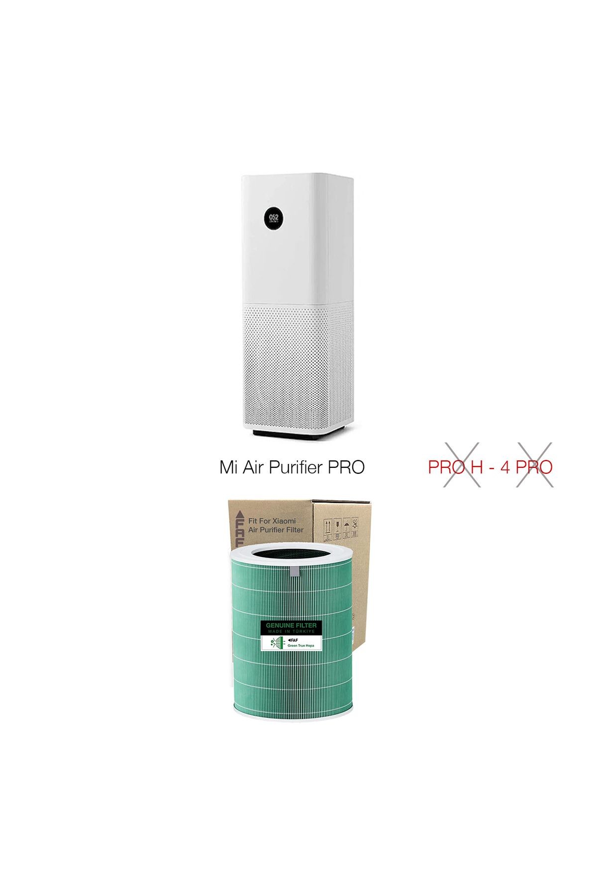 Model Pro Yeşil True Hepa 14 Filtre - Xiaomi Mi Air Purifier Pro Model: Ac-m3-ca Özel Seri Filtre