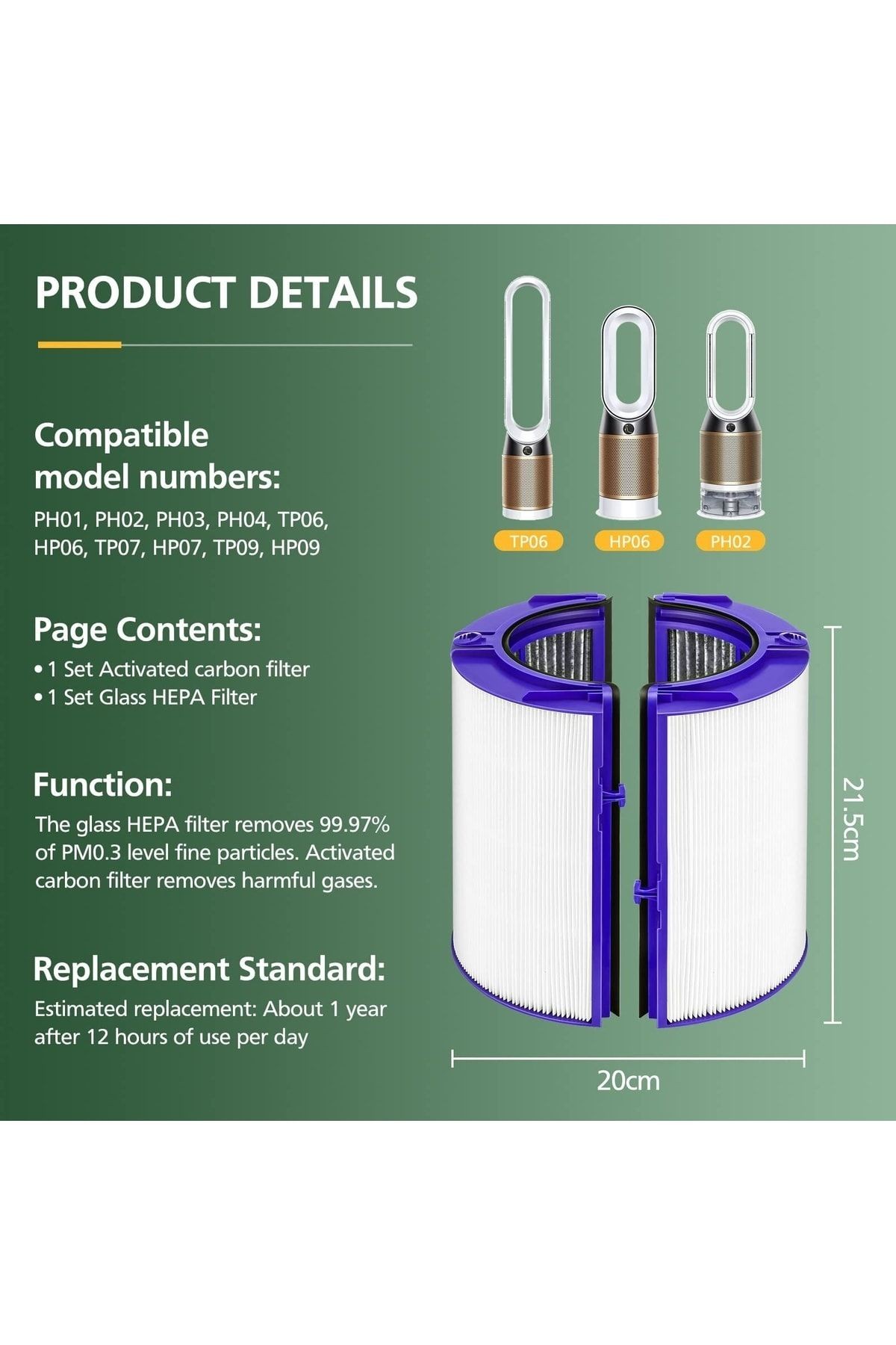 / Dyson Tp06 / Hp06 / Ph01 / Ph02/ Hp07 / Tp07 /hp09 / Tp09 Uyumlu Filtre Ve Aksesuarlar Uyumlu