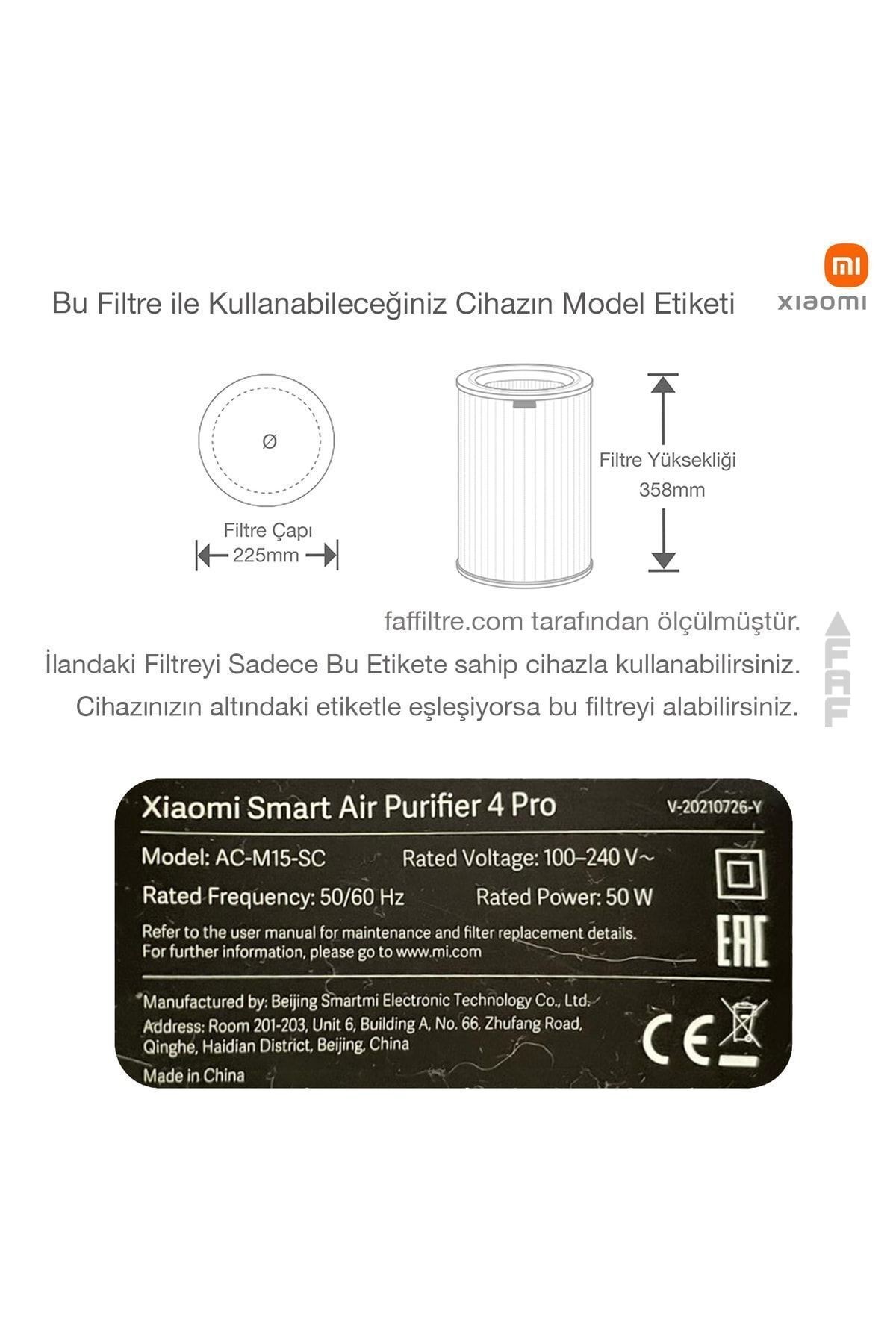 / Xiaomi Mi Smart Air Purifier 4 Pro Gri Hepa Filtre Orjinal Çipli