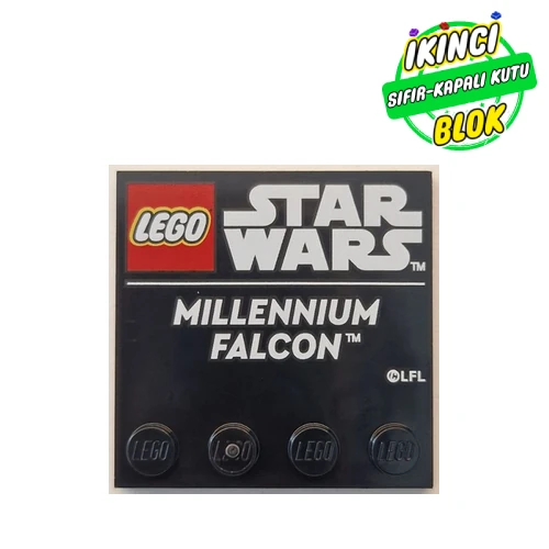 LEGO® Plate Special 4 x 4 with Studs on One Edge with 'LEGO STAR WARS MILLENNIUM FALCON' print Siyah Sıfır
