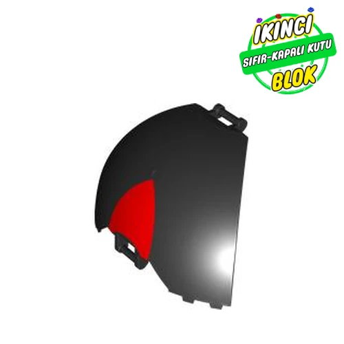 LEGO® Panel Curved, Quarter, with Bars at Each End with Red Triangle print Siyah Sıfır