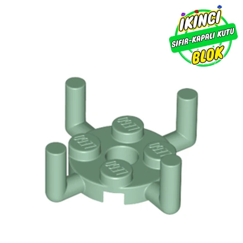 LEGO® Plate Round 2 x 2 with Pin Hole and 4 Bars Up Kum Yeşili Sıfır