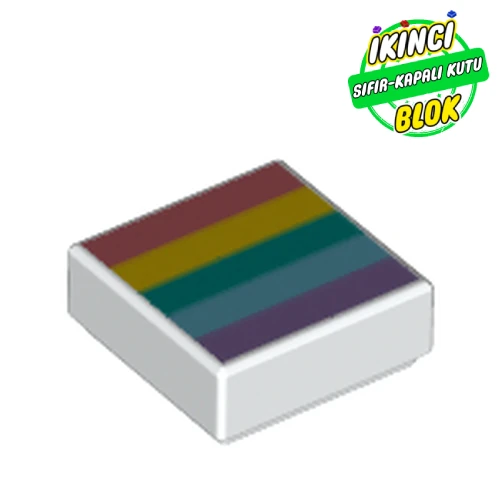 LEGO® Tile 1 x 1 with Rainbow, Sand Red, Yellow, Dark Azure, Medium Blue, Dark Purple print Beyaz Sıfır