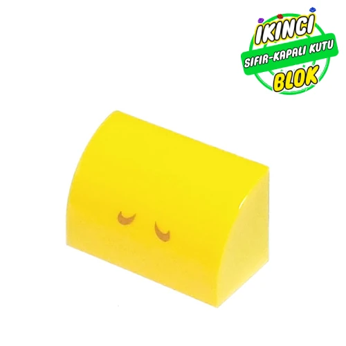 LEGO® Brick Curved 1 x 2 x 1 No Studs with Medium Nougat Lines (Nostrils) Print Sarı Sıfır