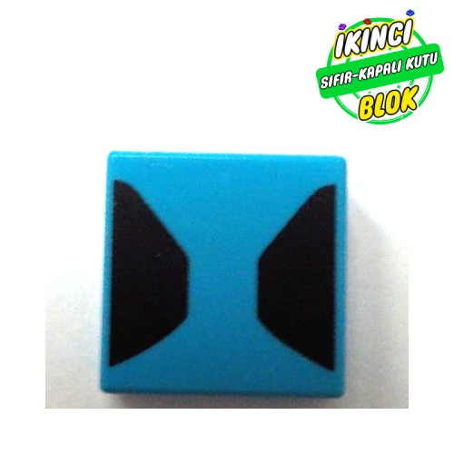 LEGO® Tile 1 x 1 with Black Shapes print Koyu Azur Sıfır