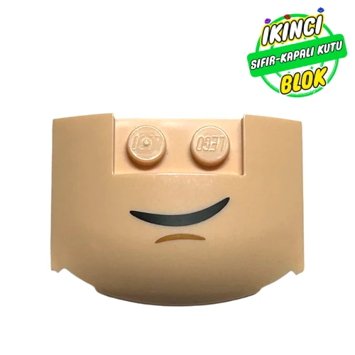 LEGO® Slope Curved 3 x 4 x 2/3 Triple Curved with 2 Sunk Studs with Black Mouth print Açık Nugat Sıfır