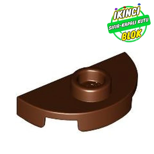 LEGO® 1 x 2 Yarım Daire Açık Studlı Plaka Kızıl Kahverengi Sıfır